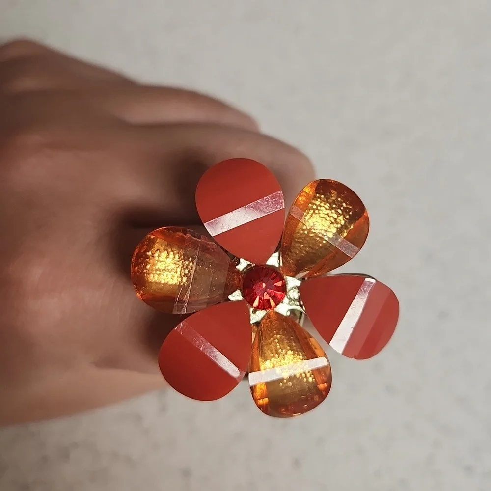 Maurices Coral Floral Chunky Fashion Statement Stretch Ring